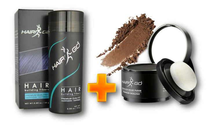 HAIR GO Streuhaar + Ansatzpuder Sparset Hellbraun