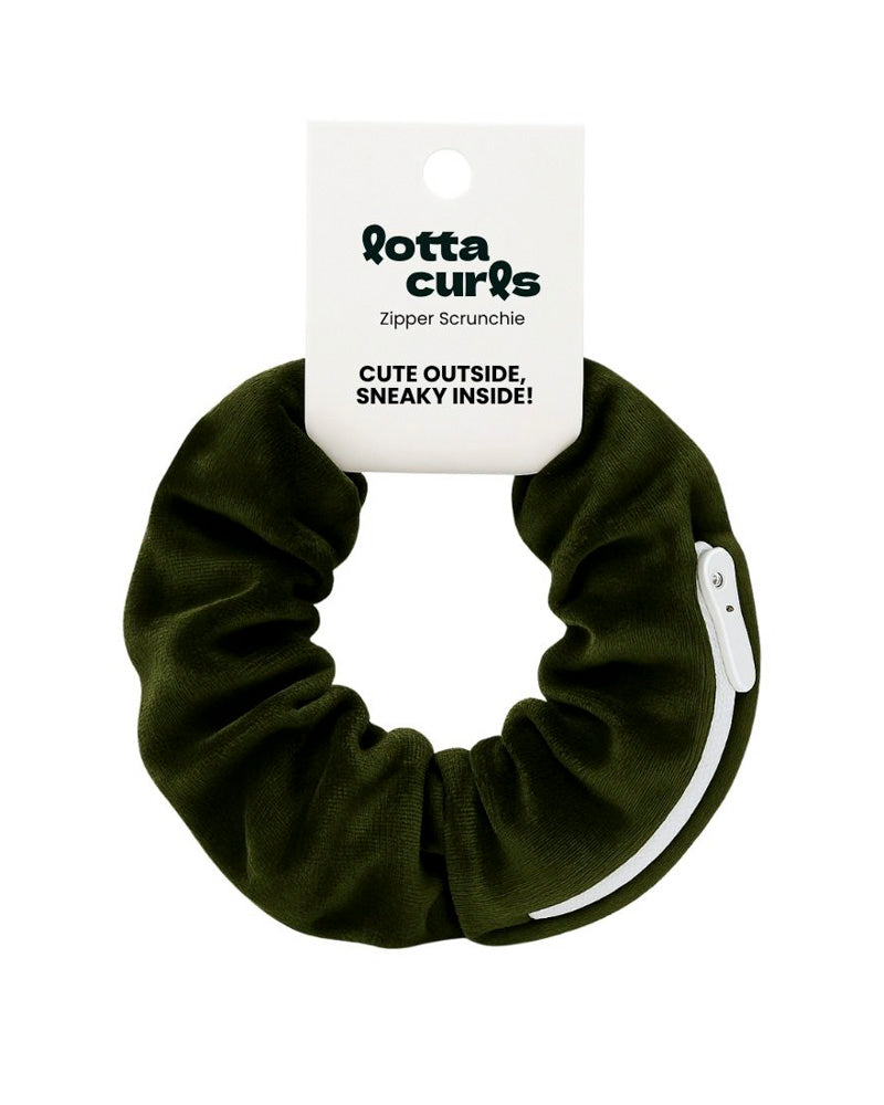 Zipper Scrunchie Olive Lotta Curls Great Lengths